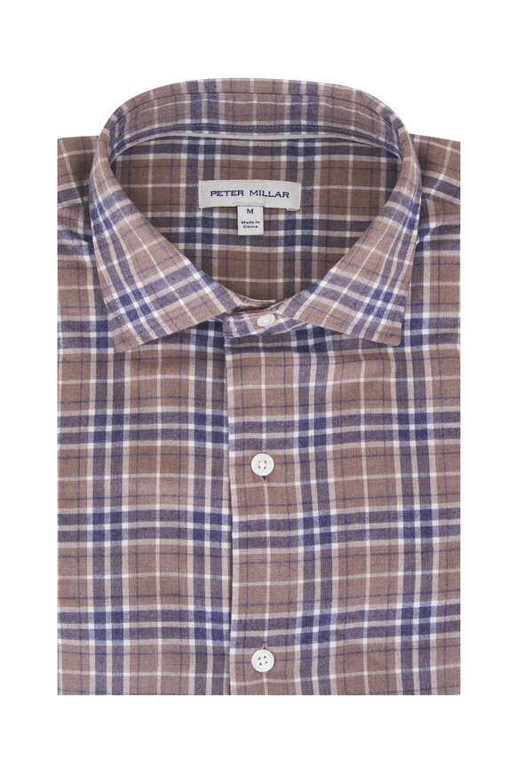 Peter Millar Big Bear Brown Performance Flannel Sport Shirt