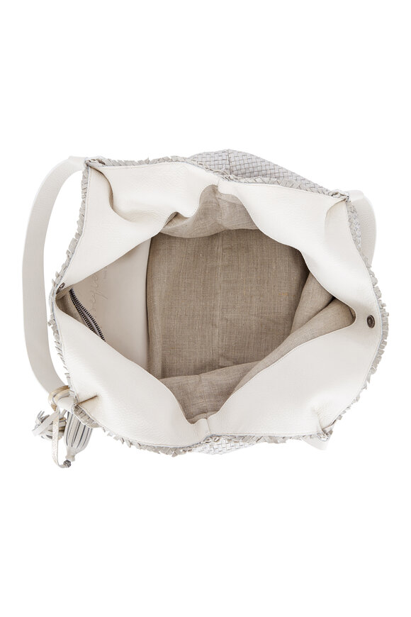 Henry Beguelin - Ardesia White Woven Leather Large Hobo Bag