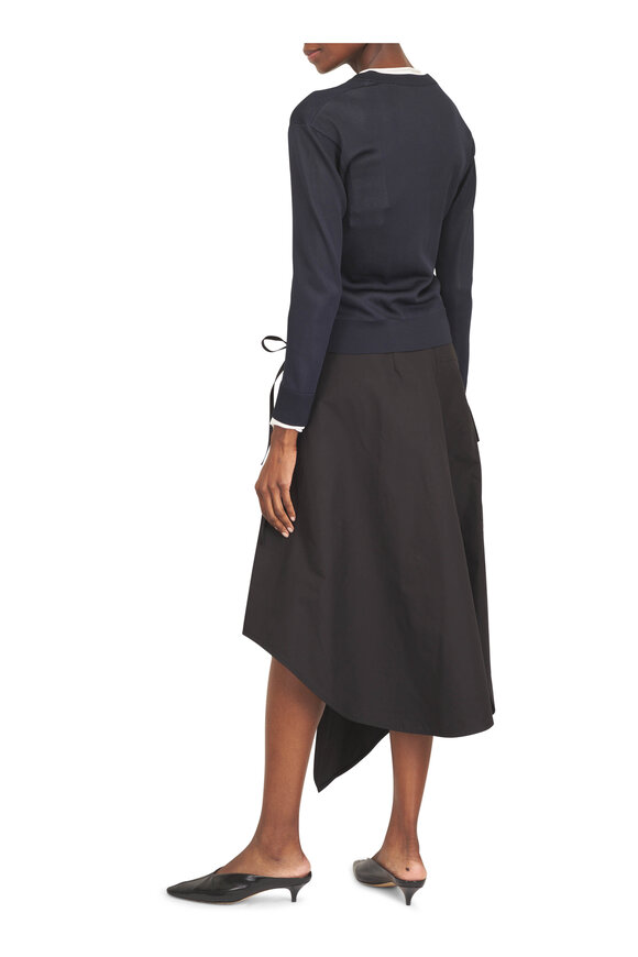 Bottega Veneta Midnight Blue & Chalk Silk Double Knit Cardigan - view 4