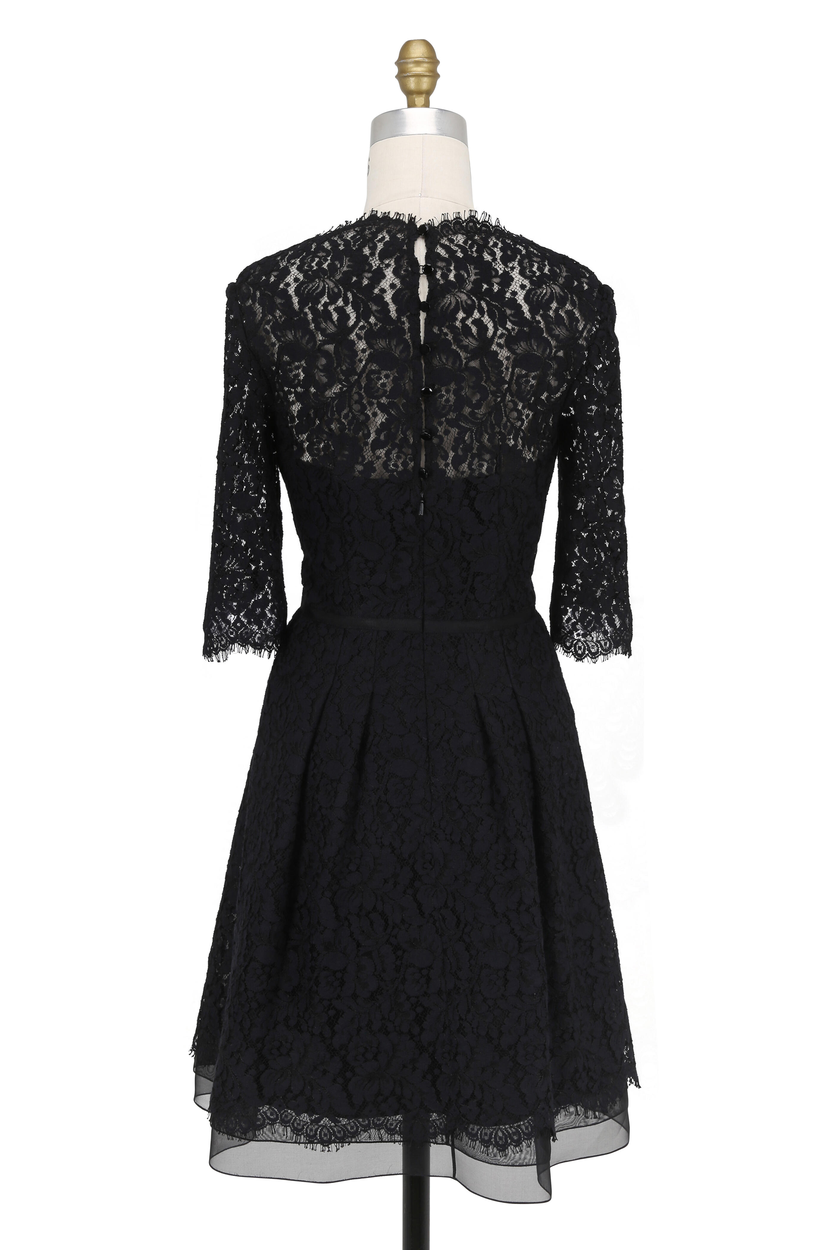 Carolina Herrera - Icon Collection Black Lace Elbow Sleeve Dress