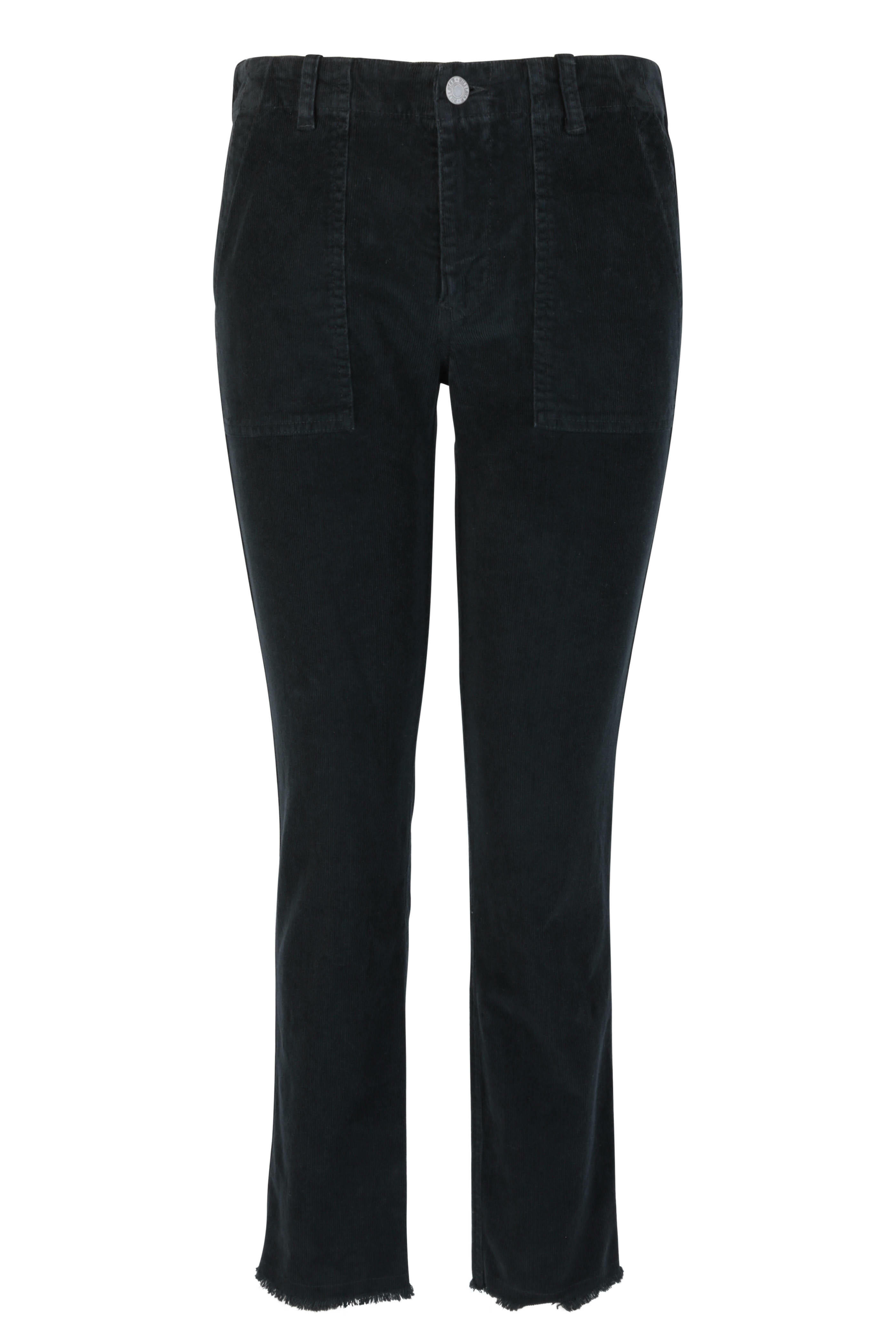 Nili Lotan - Jenna Black Corduroy Raw Edge Hem Cropped Pant