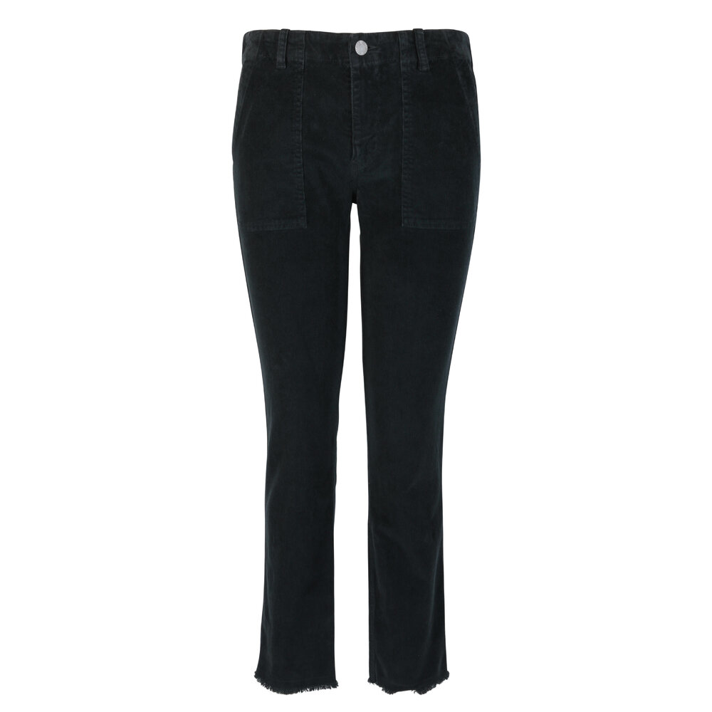 Nili Lotan - Jenna Black Corduroy Raw Edge Hem Cropped Pant