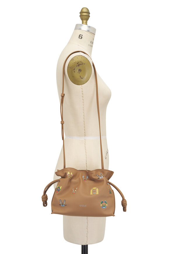 Loewe Mini Flamenco Cats Mocha Leather Clutch - view 6
