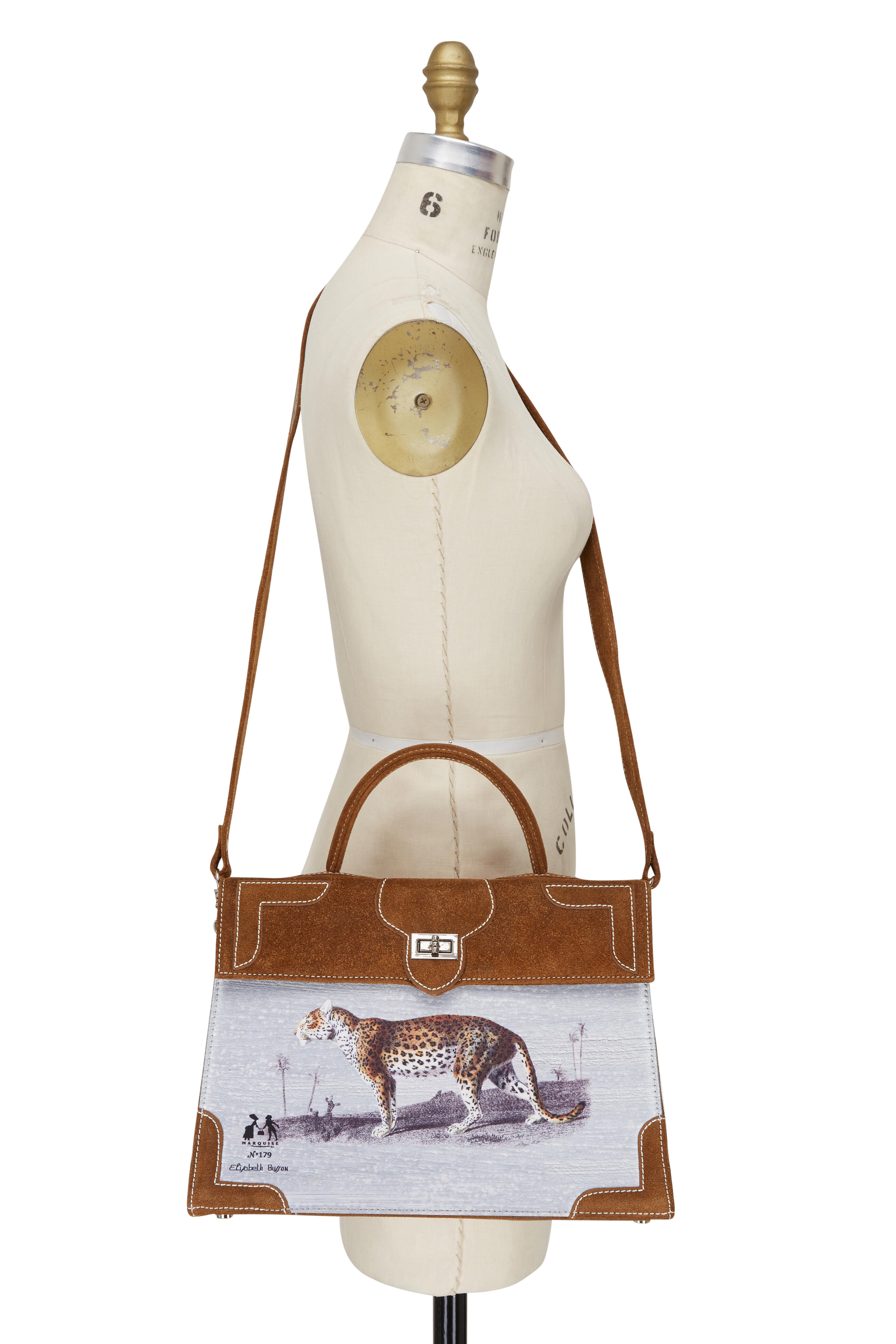 Marquise Paris - Lumière Tobacco Suede Animal Print Shoulder Bag