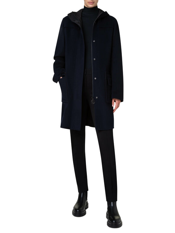 Akris Punto - Navy Wool Hooded Coat