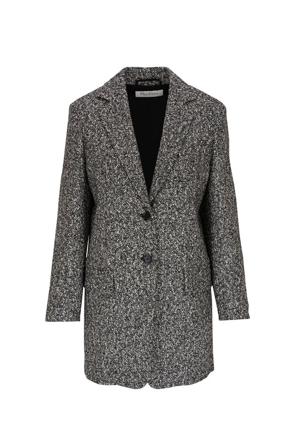 Max Mara - Ovale Black & White Tweed Long Blazer 