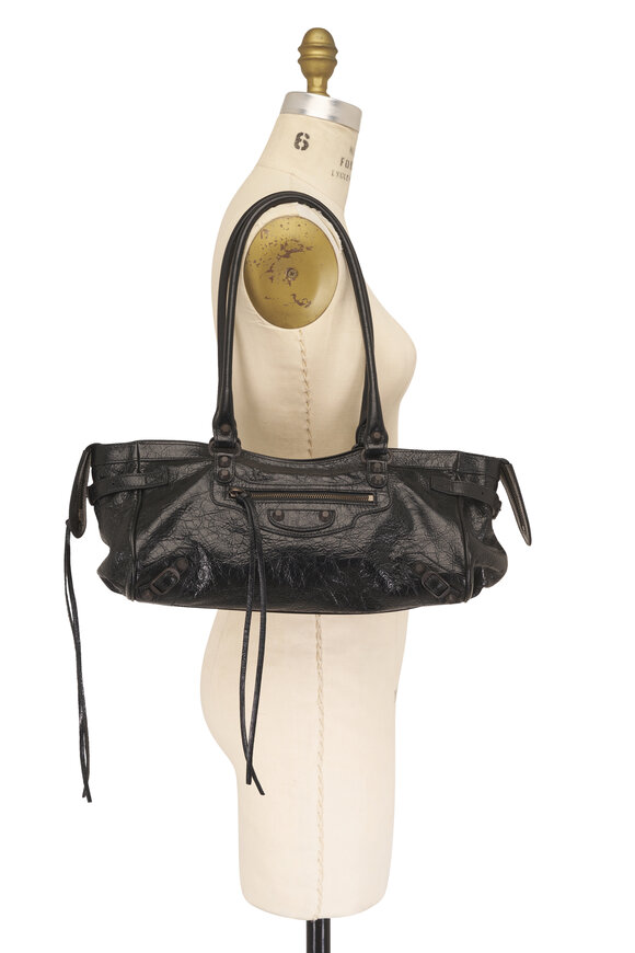 Balenciaga E/W Le City Black Textured Leather Bag - view 7