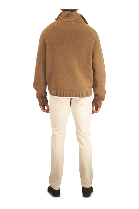 Tom Ford Caramel Wool & Cashmere Quarter-Zip Pullover - view 4