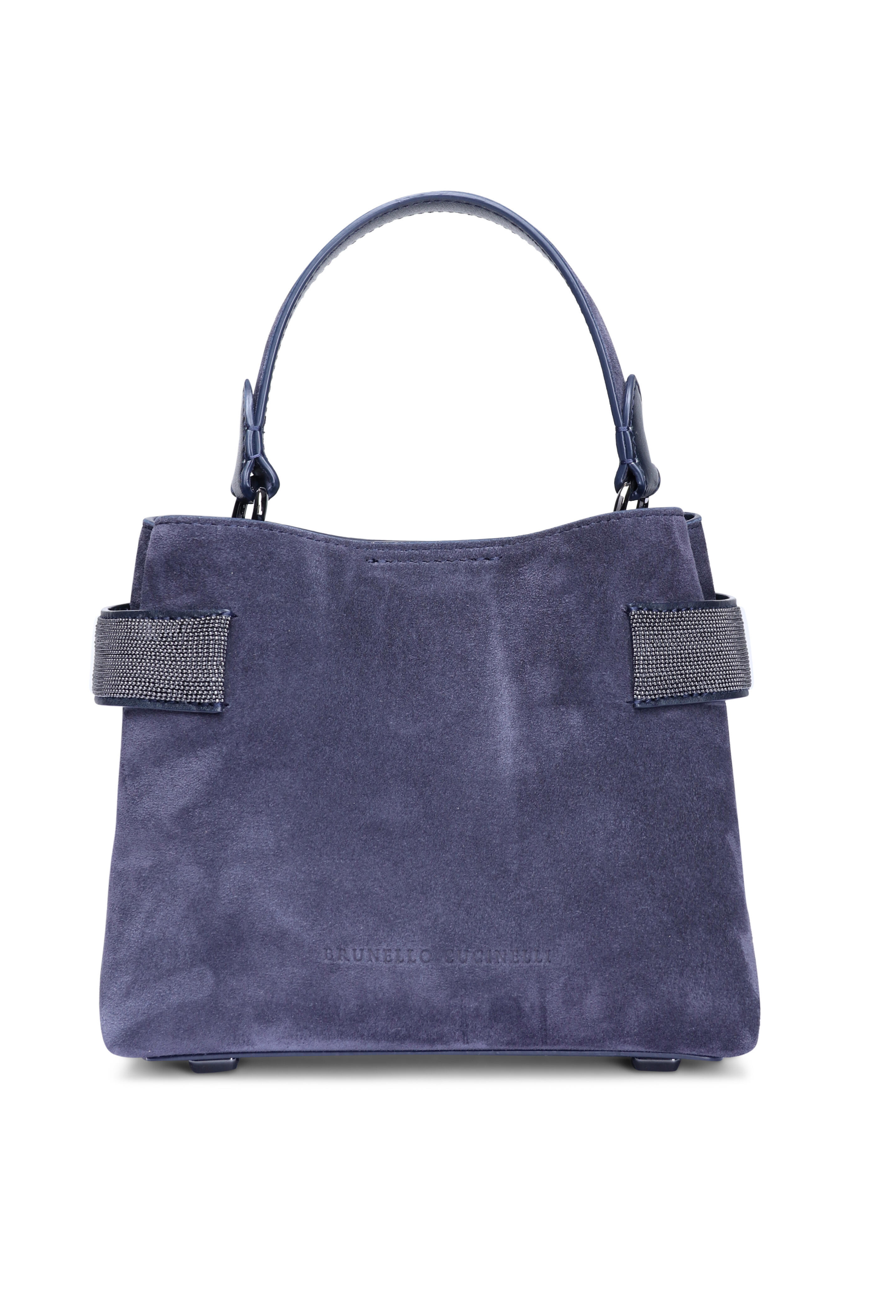 Brunello Cucinelli - Small Essence Navy Suede Top Handle