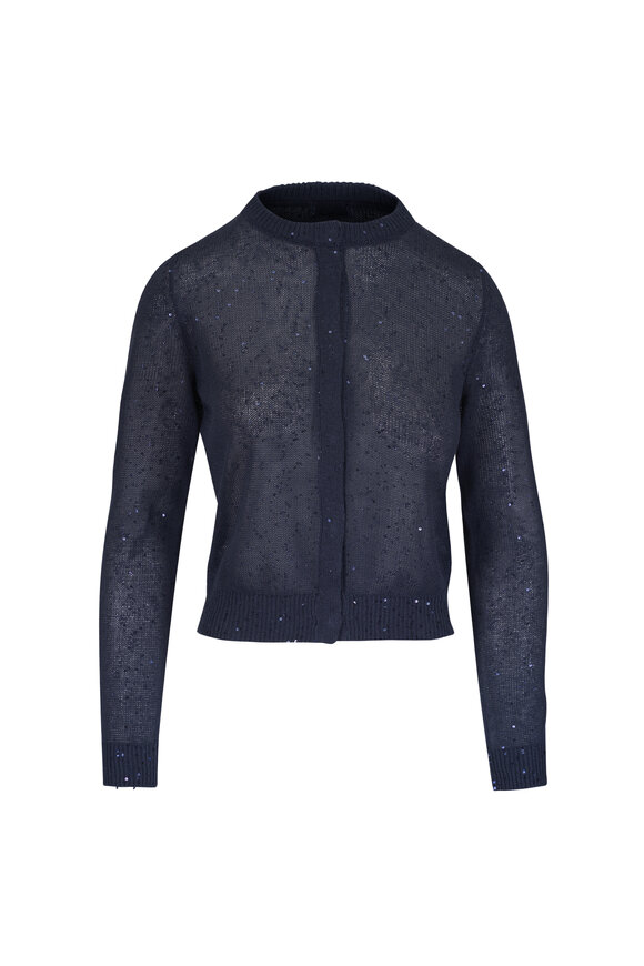Brunello Cucinelli - Navy Cotton Open Knit Sweater