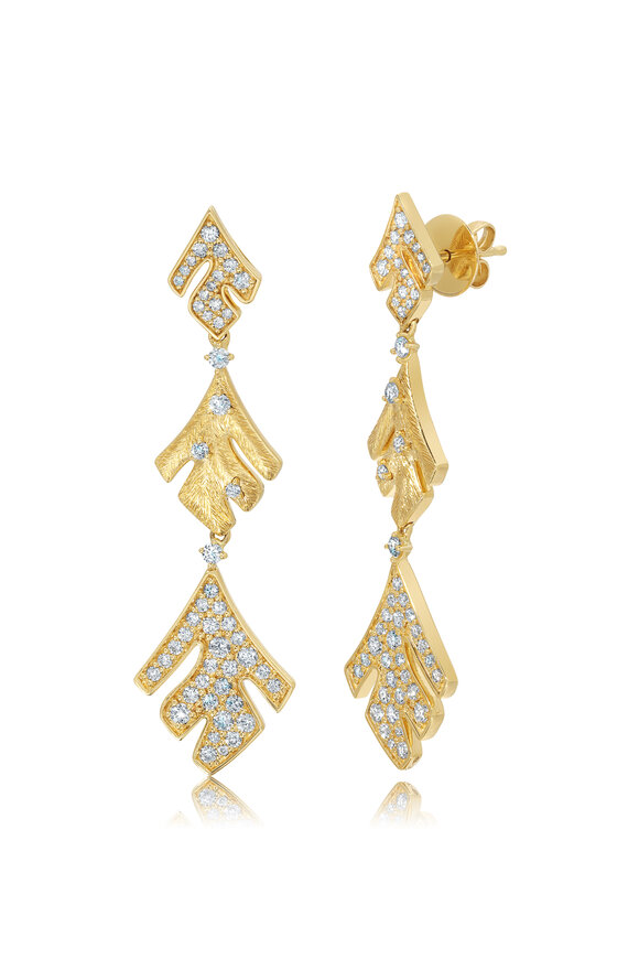 Graziela Gems 18k Yellow Gold Samambaia Triple Drop Earring