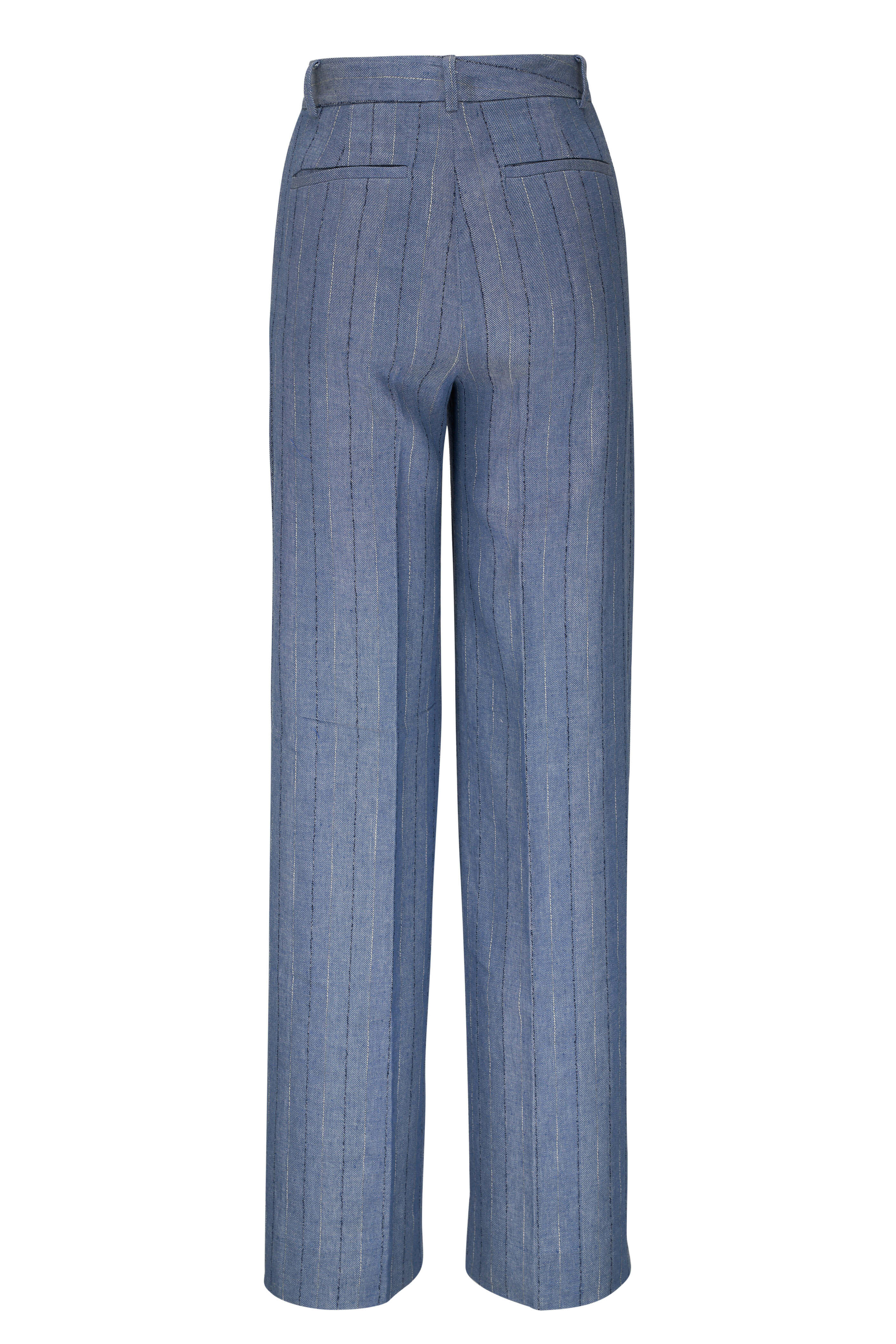 L'Agence - Livvy Slate Blue Pinstriped Pant | Mitchell Stores