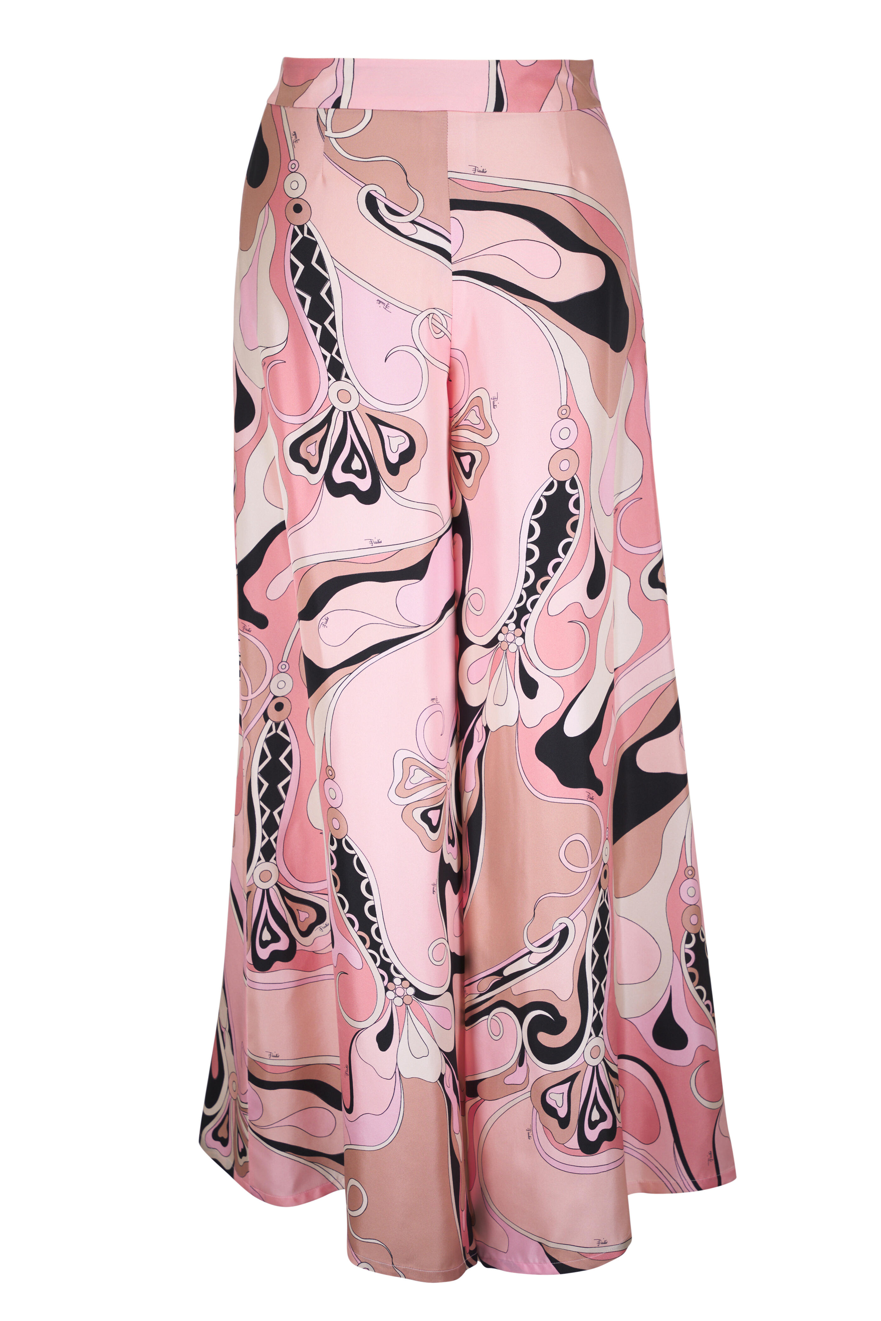 Pucci - Orchidee Print Pink Silk Twill Wide Leg Pant