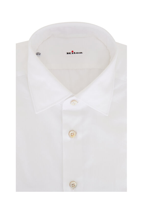 Kiton White Cotton Dress Shirt 