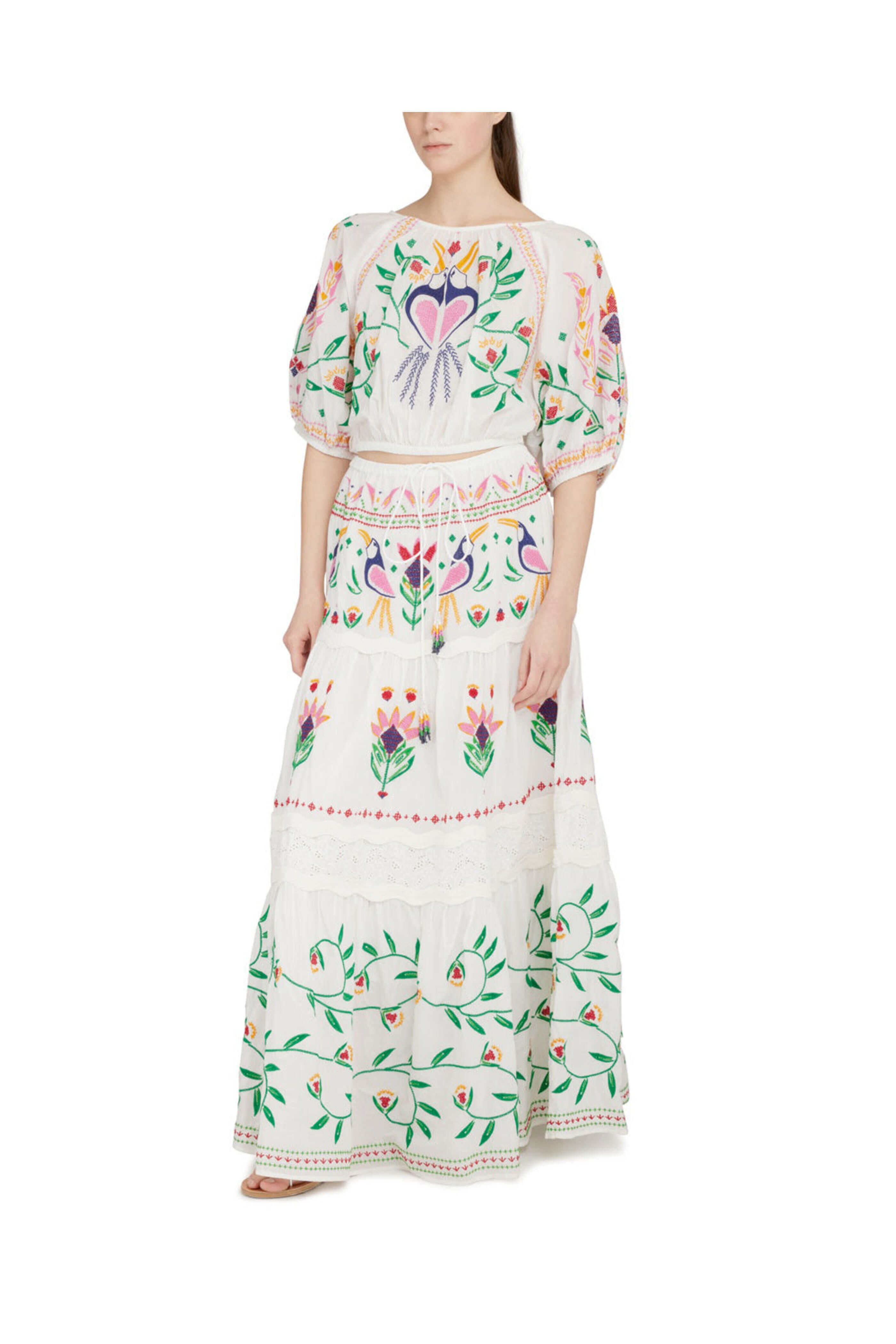 Farm Rio - Vivid Garden Off-White Maxi Skirt