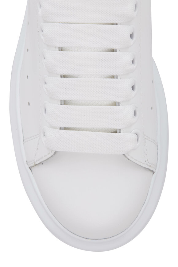 McQueen - White Leather Beaded Heel Exaggerated Sole Sneaker