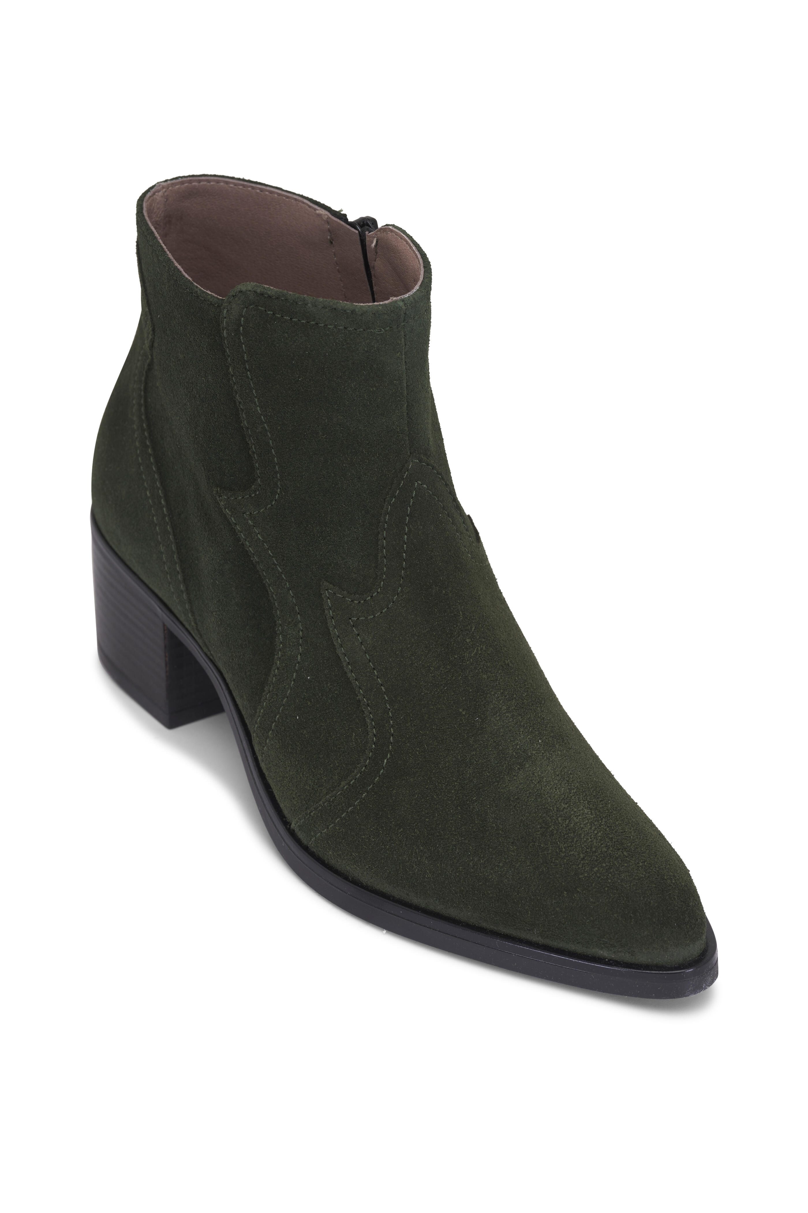 Ron White - Wayva Hunter Green Suede Short Bootie, 50mm