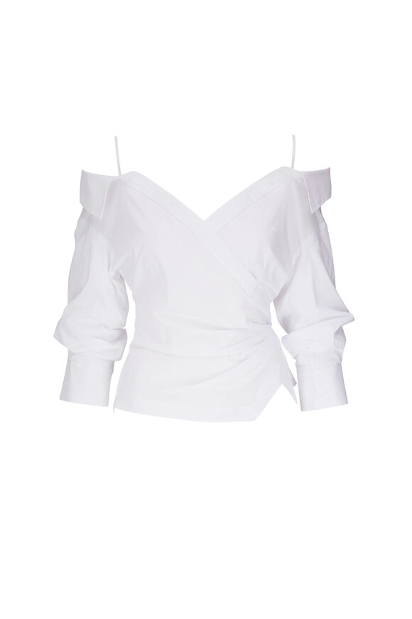 Jonathan Simkhai - Elizabeth White Poplin Off-The-Shoulder Shirt