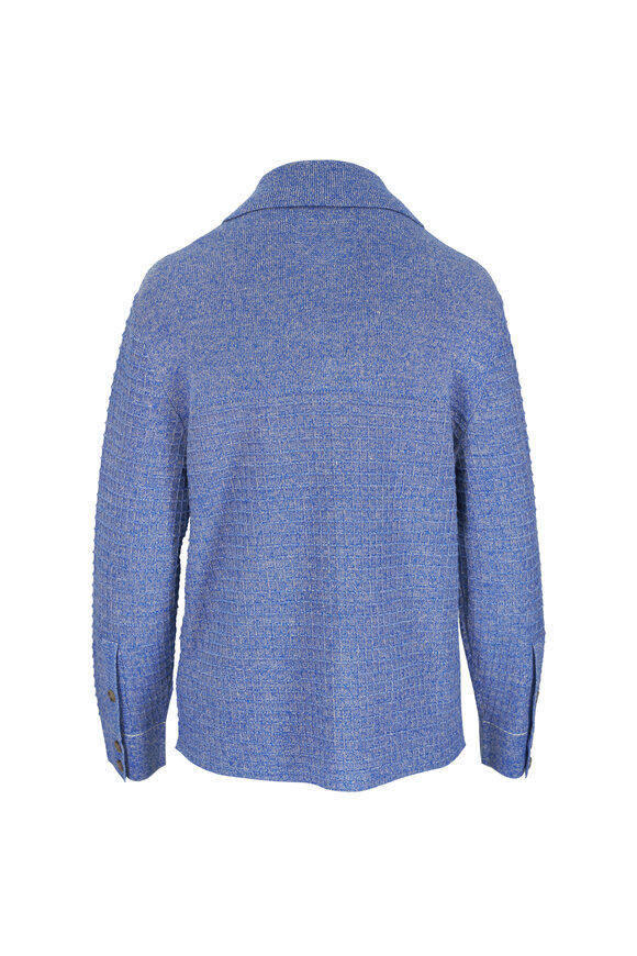 Guest in Residence Blue Linen & Silk Textured Waffle Jacket - view 2