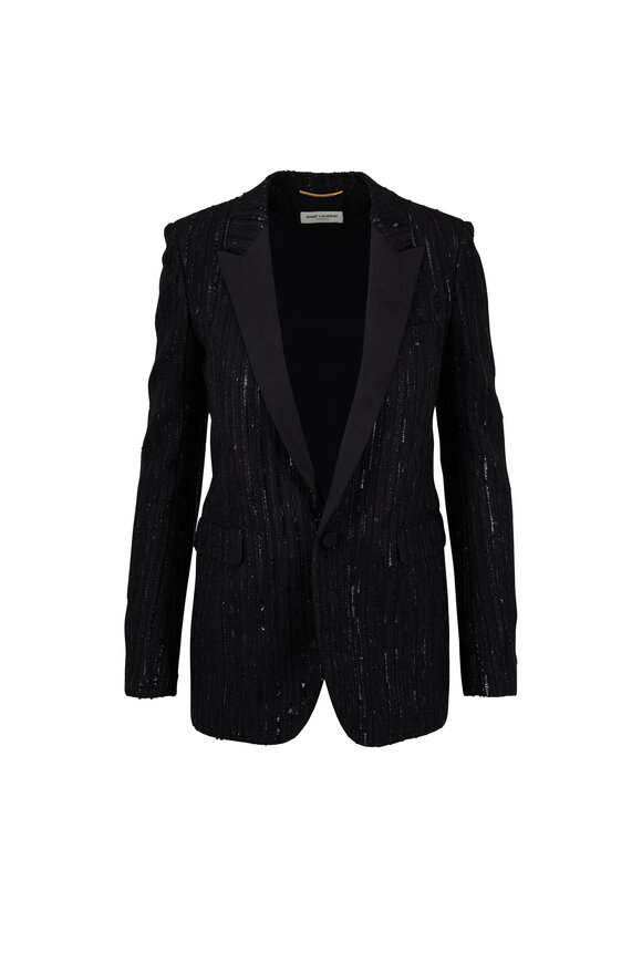 Saint Laurent - Black Sequin Stripe Jacket