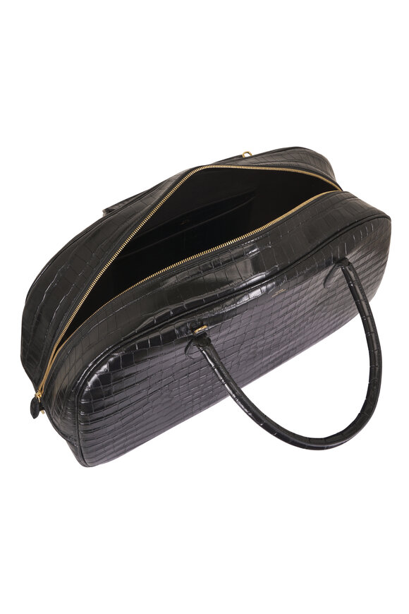Totême Large Black Embossed Leather Traveler Bag - view 5