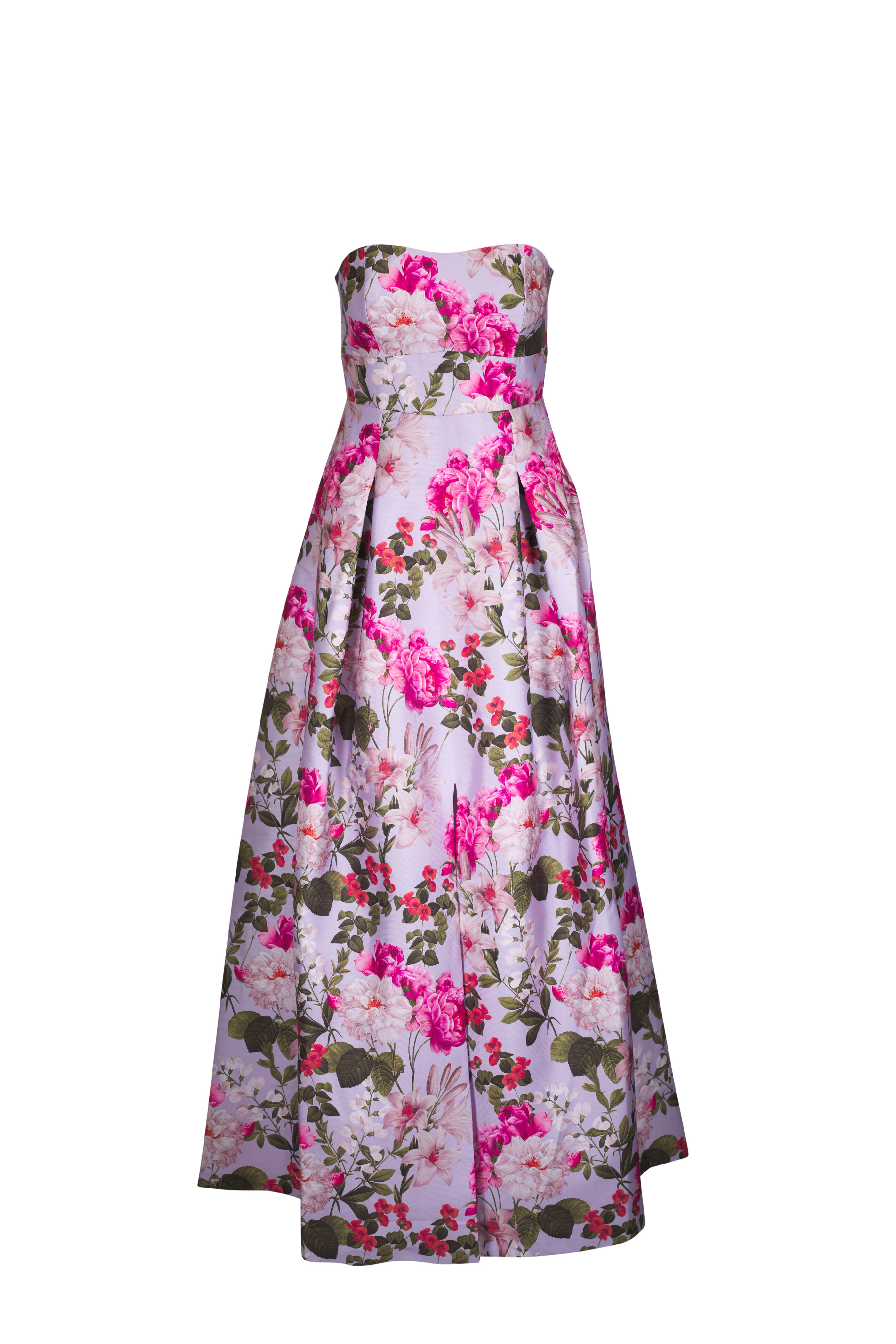 Sachin + Babi - Giovanna Periwinkle & Petal Print Strapless Gown