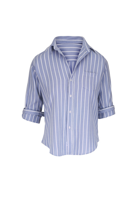 Frank & Eileen Barry Blue & White Stripe Tailored Button Up Shirt