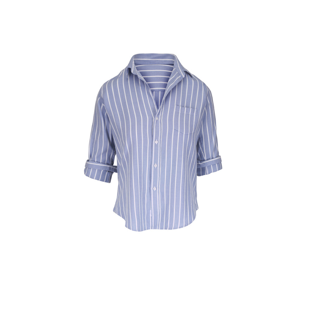 Frank & Eileen Women's Barry Blue & White Stripe Tailored Button