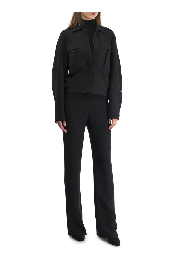 Giorgio Armani - Black Cady Side Zip Pant 