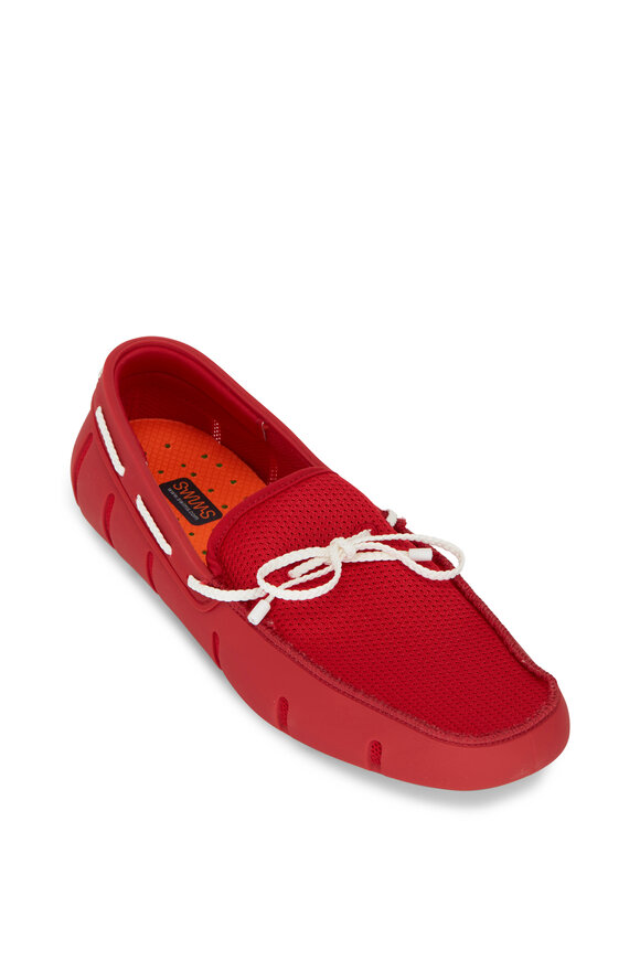 Swims - Signal Red & White Braided-Tie Loafer