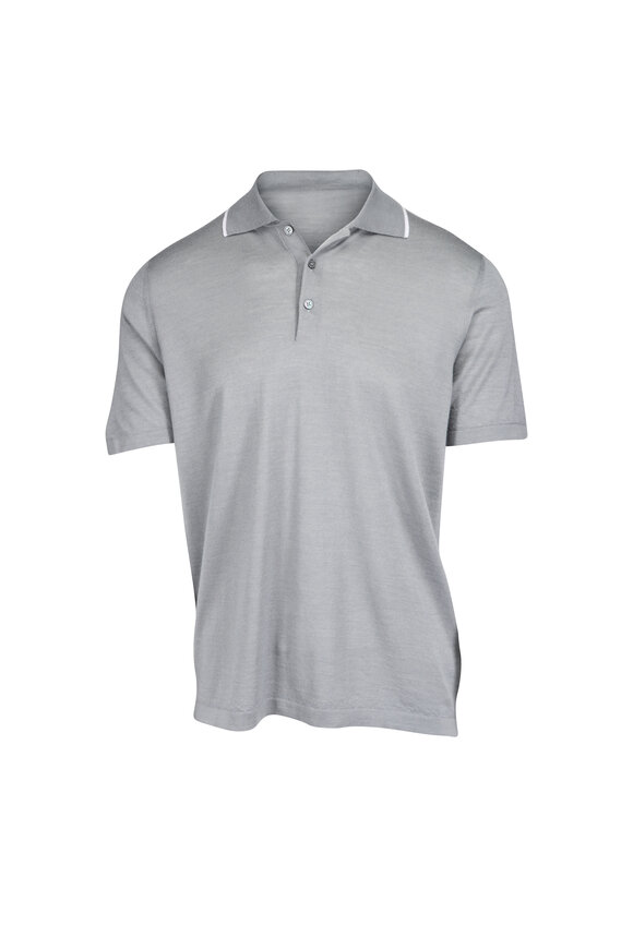 Fedeli Gray Cashmere & Silk Polo