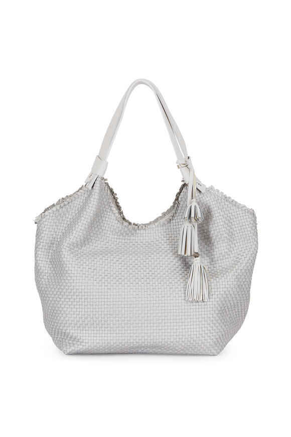 Henry Beguelin - Ardesia White Woven Leather Large Hobo Bag