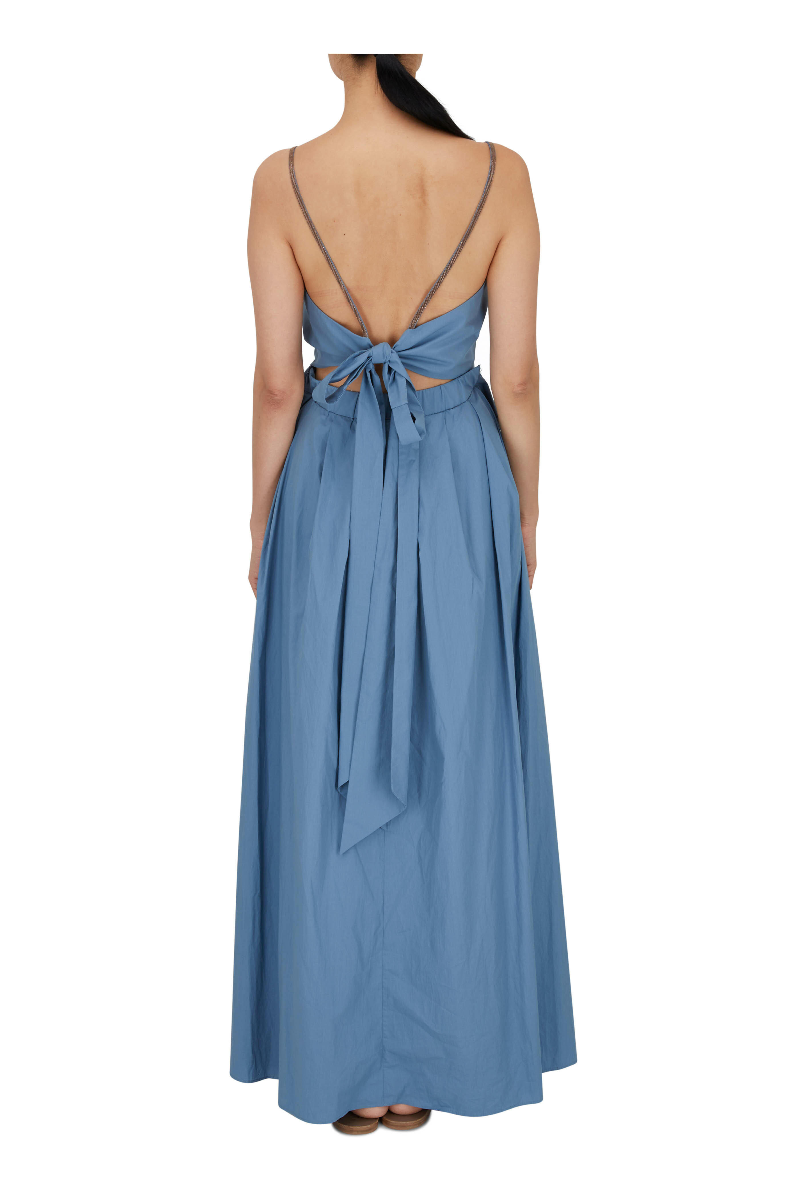 Brunello Cucinelli - Crystal Crinkle Cotton Sleeveless Dress
