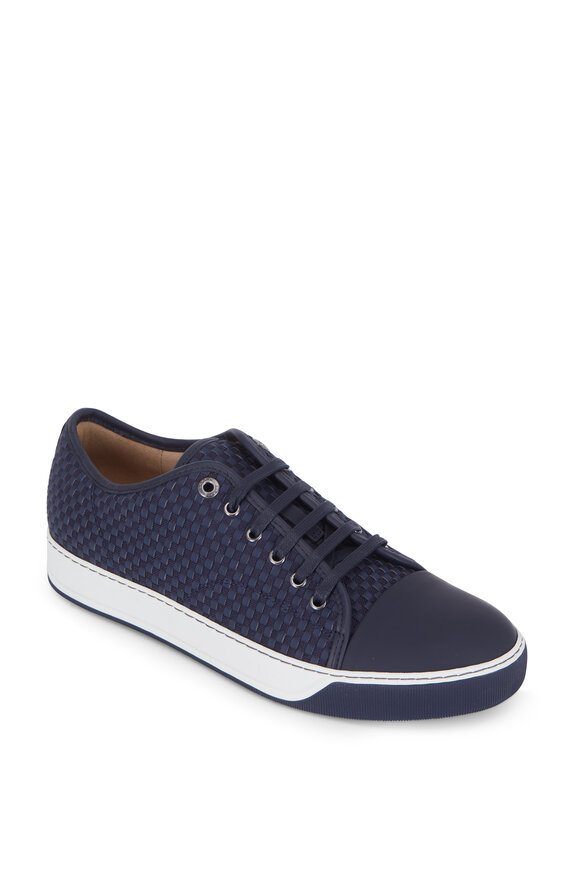 Lanvin - Navy Blue Woven Cap-Toe Sneaker 