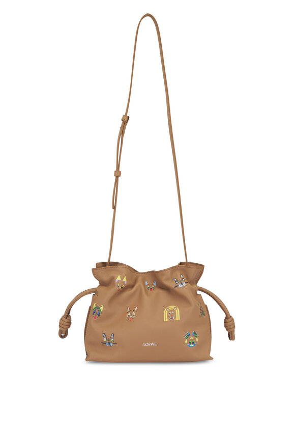 Loewe Mini Flamenco Cats Mocha Leather Clutch