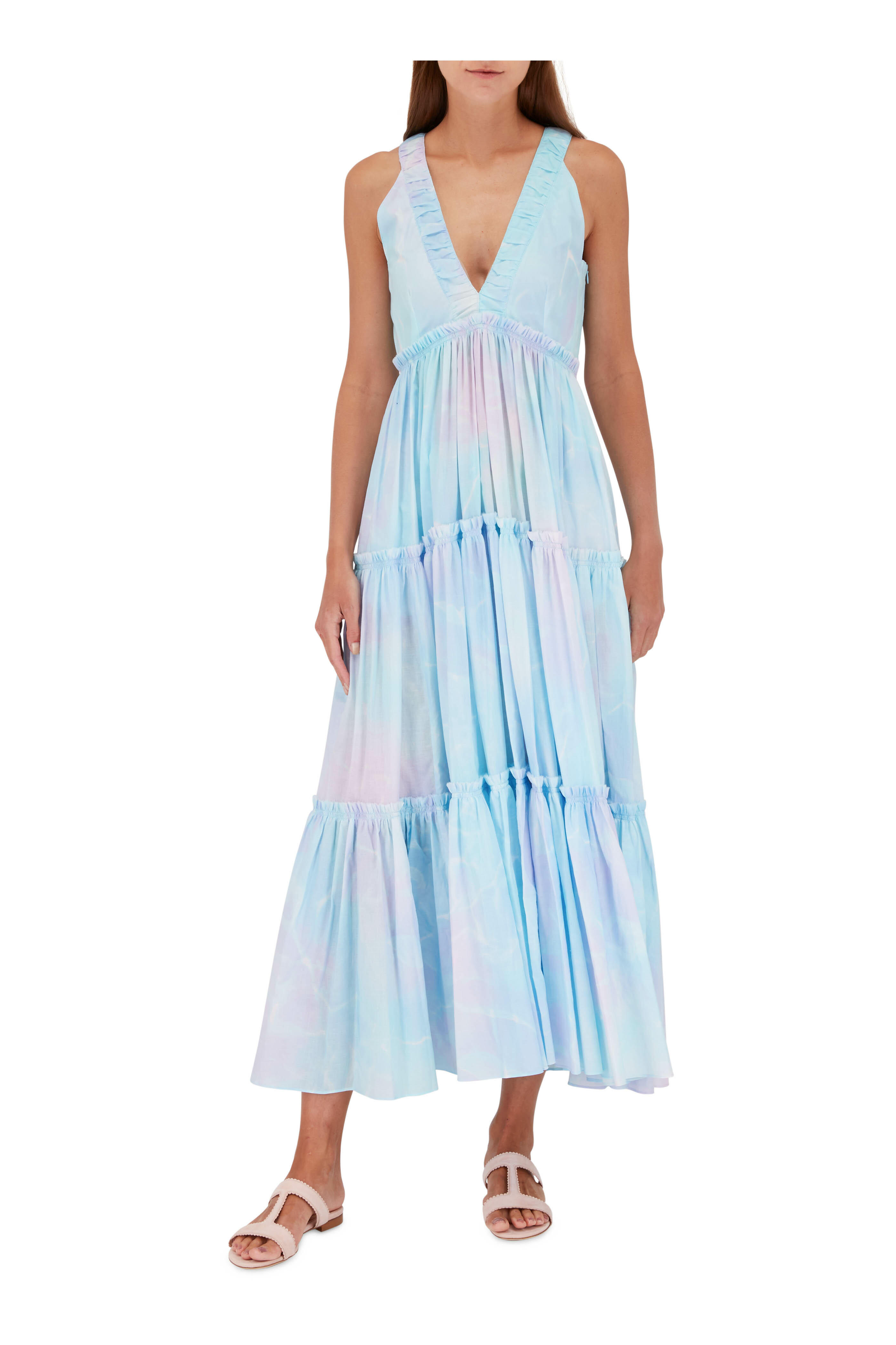 Dorothee Schumacher - Into The Blue Blurry Blue Tiered Sleeveless Dress