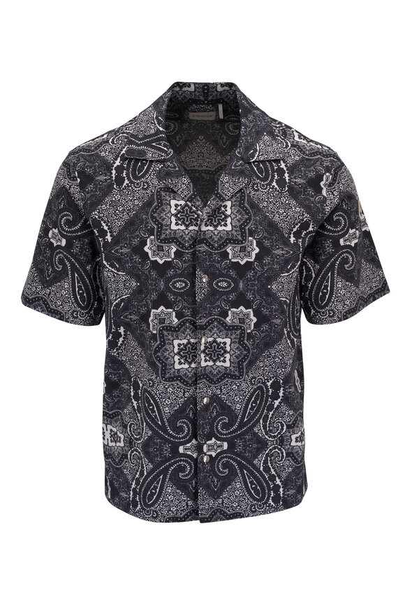 Moncler - Black Bandana Print Camp Shirt 