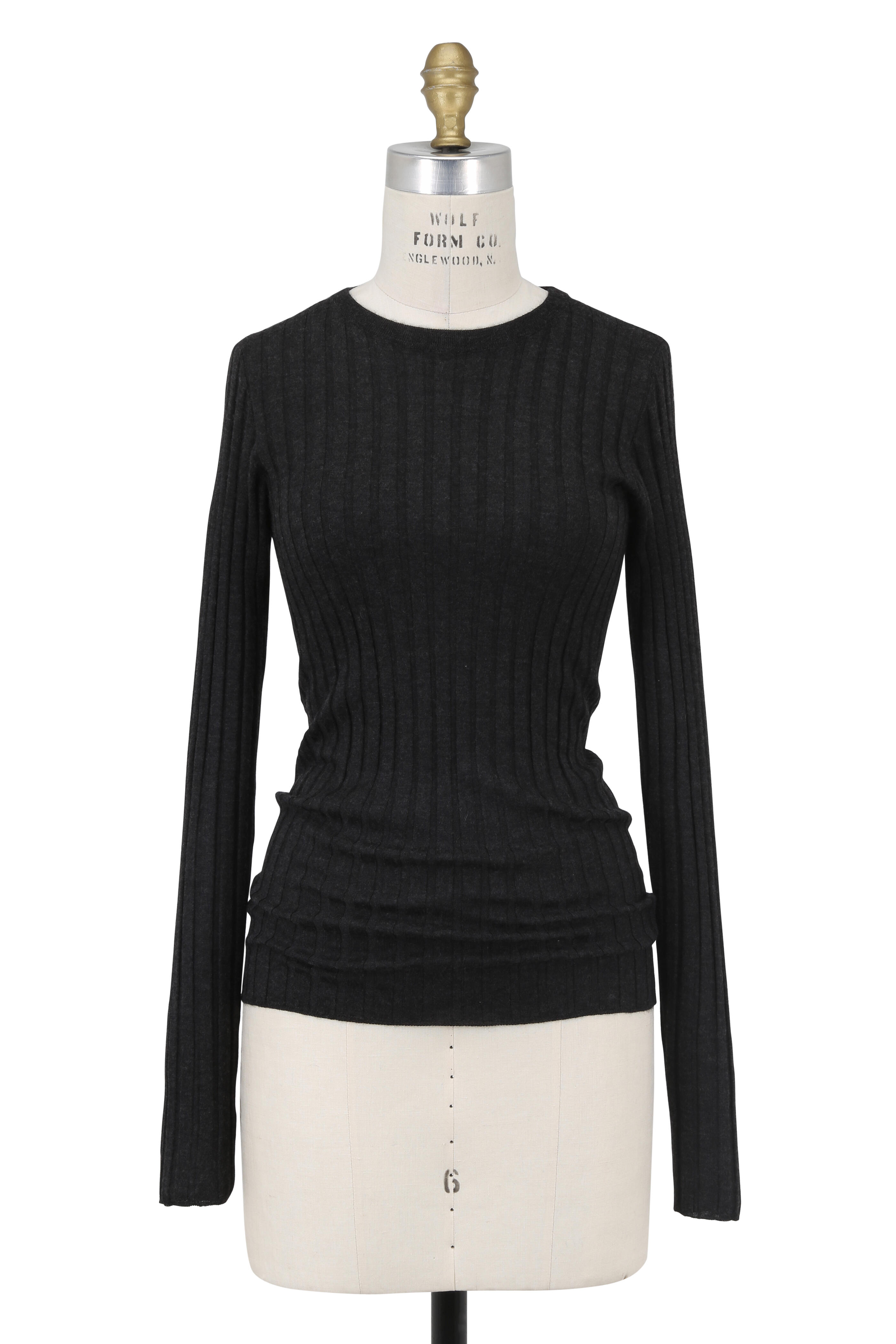 Brunello Cucinelli - Anthracite Ribbed Cashmere & Silk Sweater