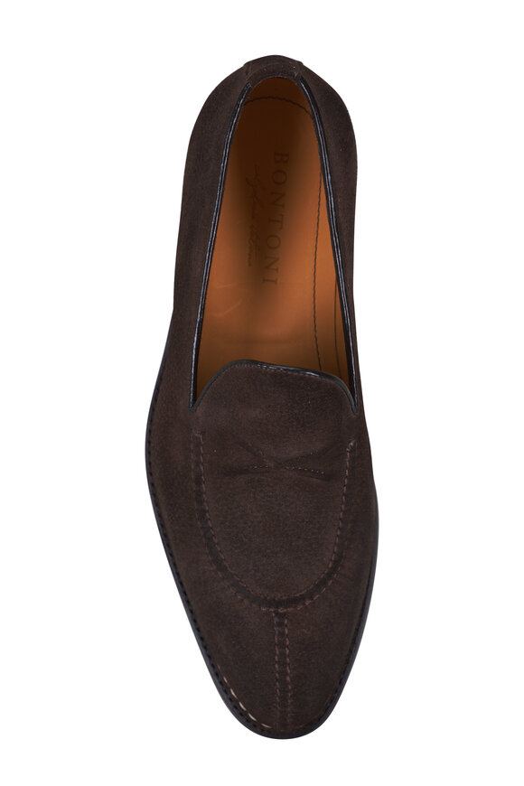 Bontoni - Patrizio Dark Chocolate Textured Leather Loafer