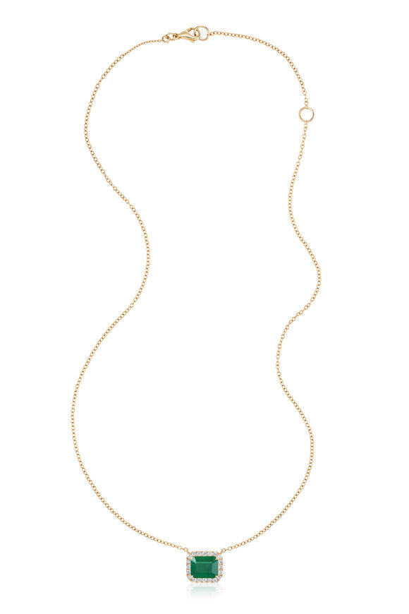 Nam Cho 18k Yellow Gold Emerald & Diamond Halo Necklace - view 1
