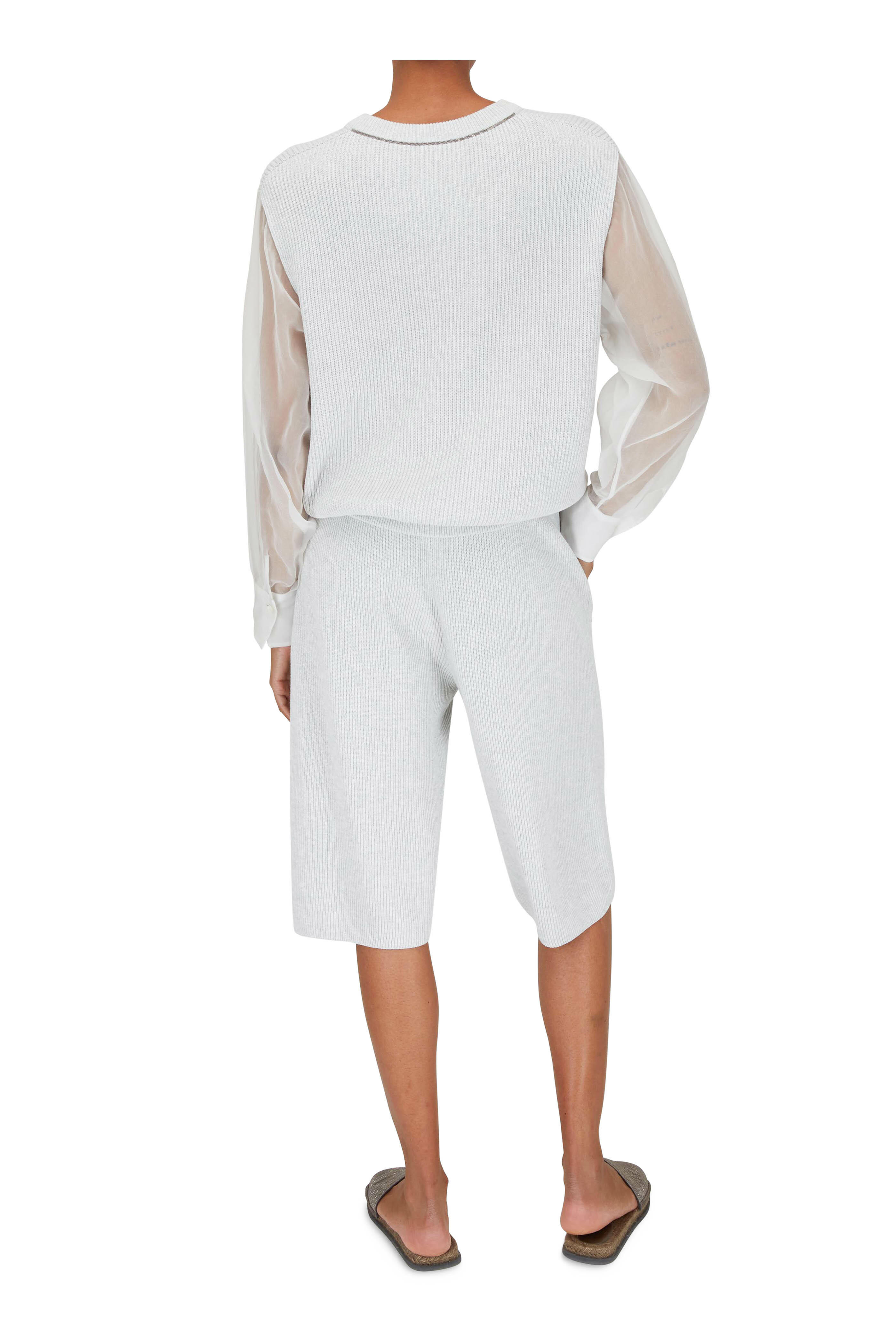 Brunello Cucinelli - Pebble Cashmere & Silk English Rib Sweater - view 3