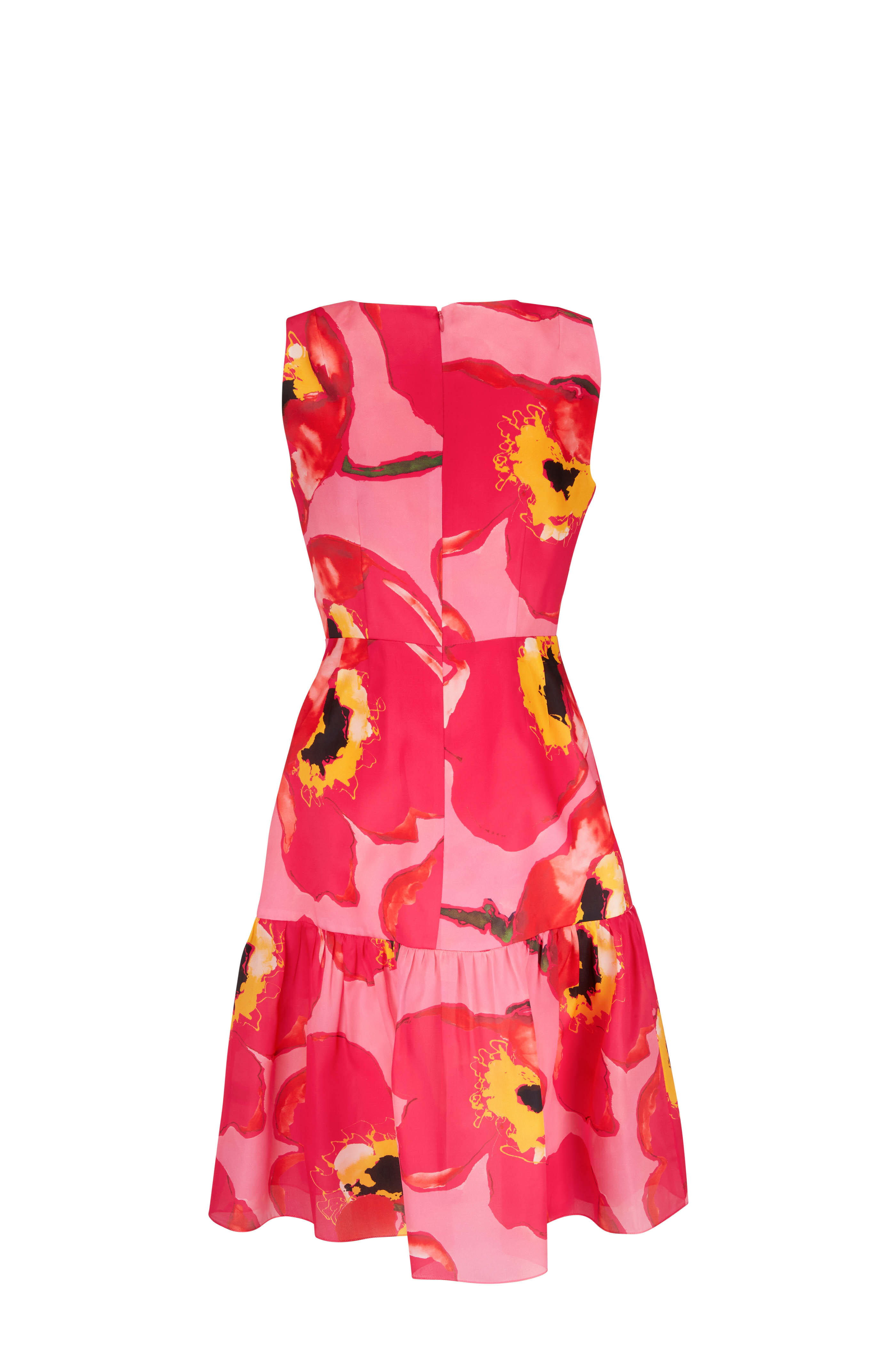 Carolina Herrera - Floral Pink Silk Georgette Dress