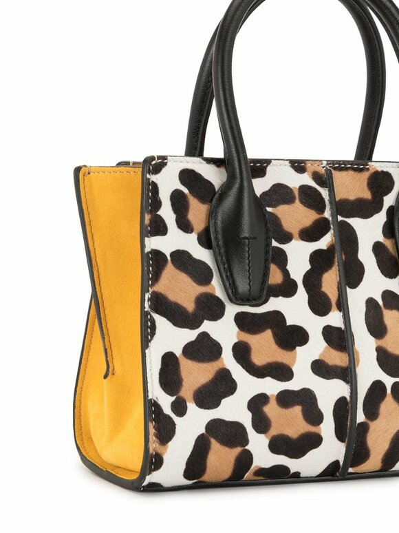 Tod's - Manici Leopard & Yellow Leather Mini Shopper Tote