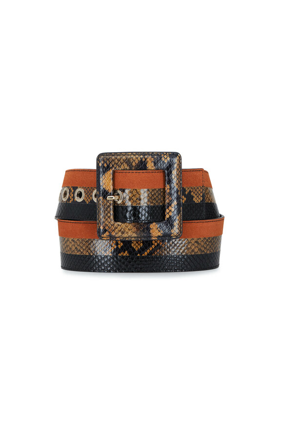 Veronica Beard - Risa Multi Snake Print Leather Stripe Belt