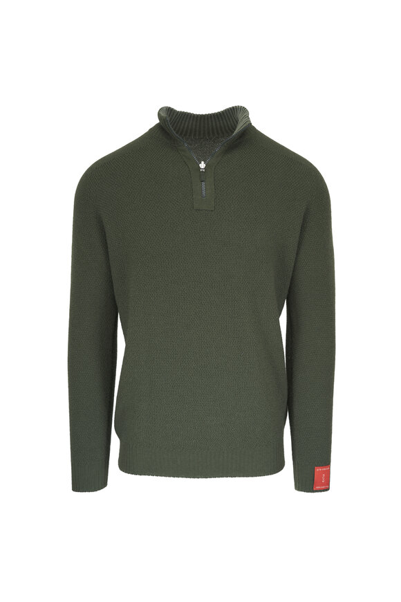 Fly3 Green Textured Wool Reversible Quarter Zip - view 5