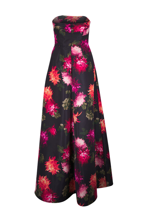 Carolina Herrera Strapless A Line Black Multi Floral Gown - view 5
