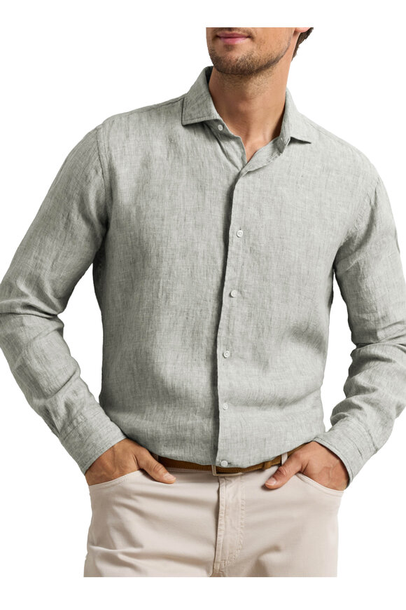 Peter Millar Astino Willow Check Linen Sport Shirt - view 2