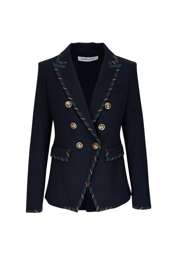 Veronica Beard - Miller Navy & Striped Piping Dickey Jacket 