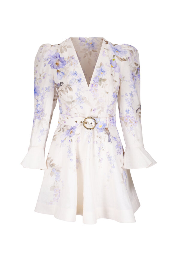 Zimmermann Luna Blue Songbird Print Mini Dress