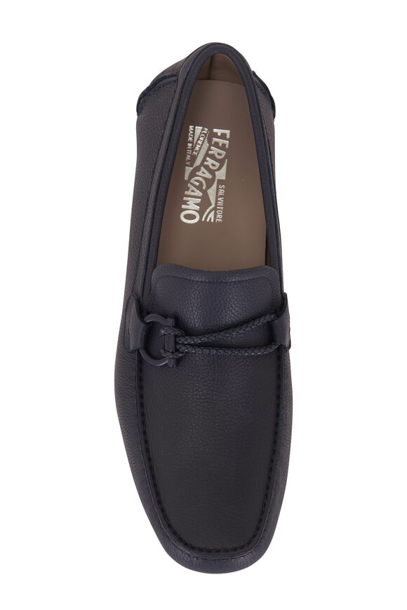 Ferragamo - Front 4 Blue Marine Leather Driving Loafer